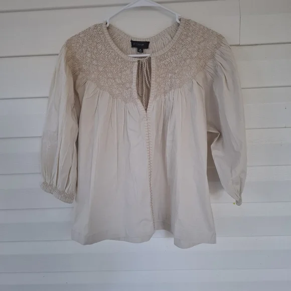 Evereve Smocked Bodice Boho Top Size Medium NWOT - Picture 3 of 11